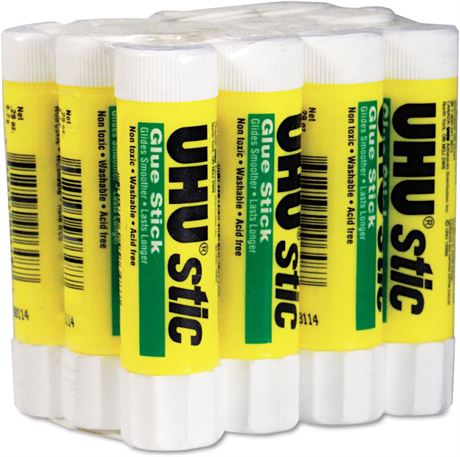 UHU Stic Permanent Clear Glue Stick, 0.29 oz, 12 Sticks per Pack (99450)