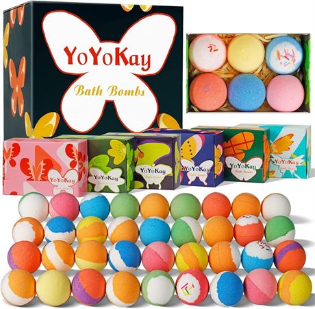 Bath Bombs Gift Set   36 Organic Bath Bombs with Essential Oils & Shea Butter