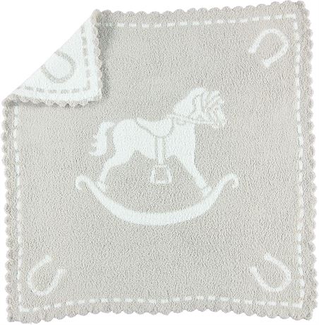 Barefoot Dreams Baby Blanket 30x32", White & Grey