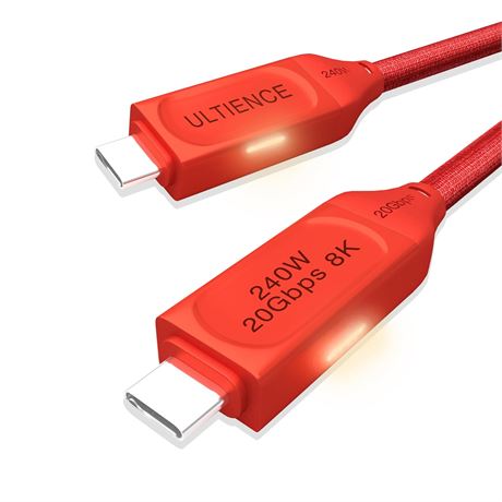 USB-C Cable 240W, 20Gbps, 4.9ft, LED, 8K Video