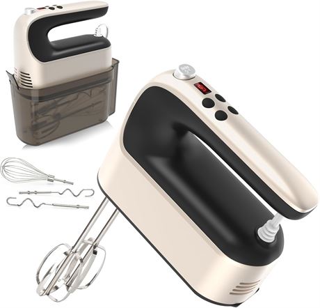 9-Speed Digital Hand Mixer, 400W with 5 Accessories and Storage Case