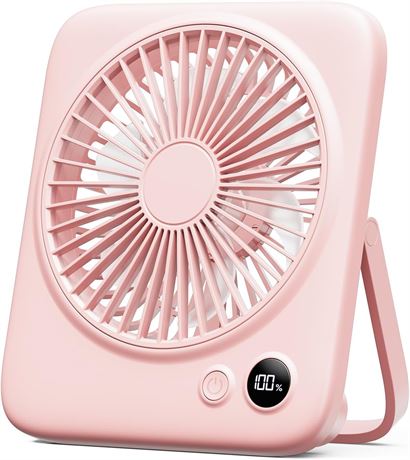 Otlonpe Portable Desk Fan 4000mAh, Foldable, LED Display, 6.5” Pink