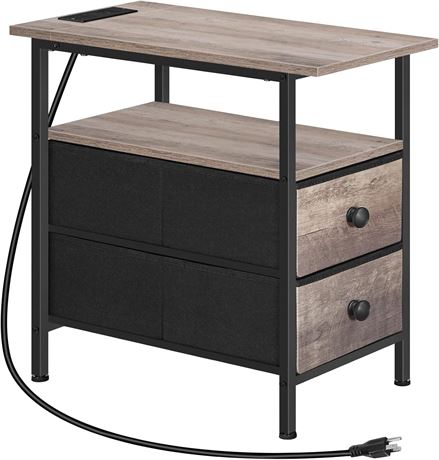 HOOBRO End Table with Charging Station, Narrow Side Table BG486UBZ01