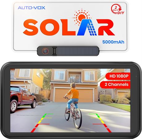 AUTO-VOX Solar Wireless Backup Camera with 5" HD Monitor, 3-Min Install
