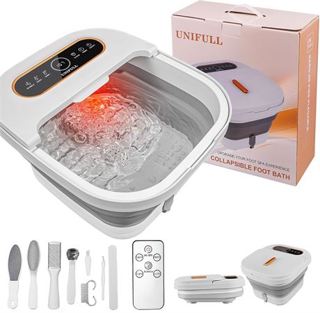 Bain de pieds pliable chauffant massage bulles kit pédicure