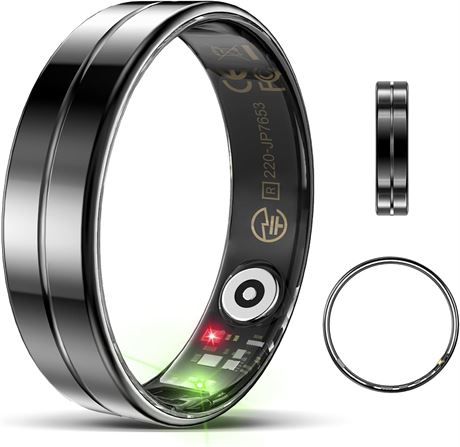 Bague santé intelligente étanche, suivi sommeil/activité, noire taille 9