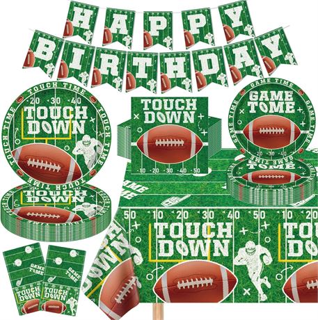 123PCS Football Party Supplies Set, Plates & Napkins for 40 Guests