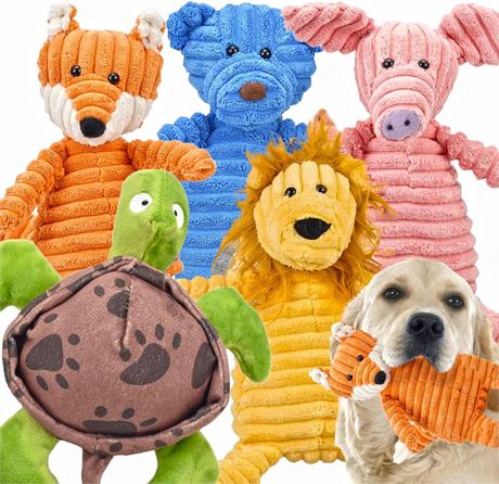 Ousiya 5 Pack Squeaky Plush Dog Toys Assortment
