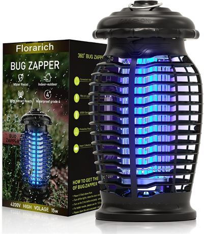 Florarich Bug Zapper Outdoor/Indoor, 4200V Waterproof Mosquito Zapper
