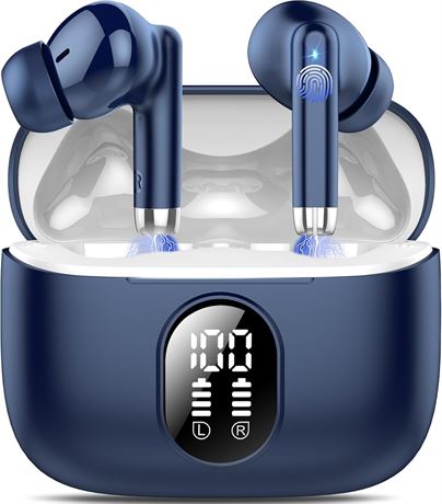 Bluetooth 5.4 Wireless Earbuds with ENC Mics, 40H, LED Display