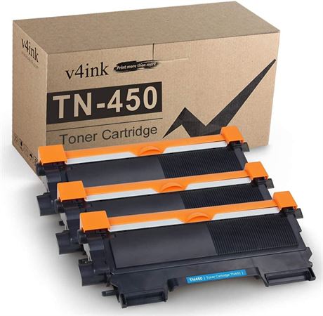 v4ink TN450 Toner Cartridges – Compatible with Brother, 3 Pack