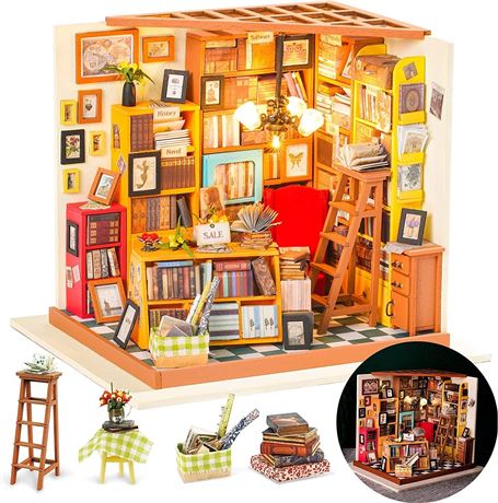 Rolife Miniature House Kit DIY Dollhouse Halloween Christmas Gift Library Theme
