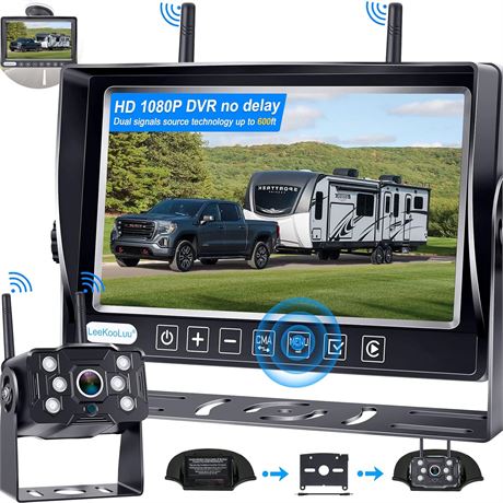 LeeKooLuu RV Backup Camera 1080P Wireless with 7" DVR Monitor