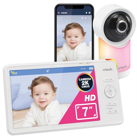 VTech 7  WiFi HD Video Baby Monitor, 1080p, PTZ, Night Light RM7866HD