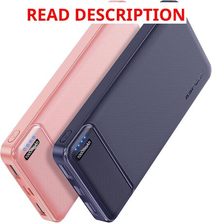 AsperX Power Bank 2 Pack, 10000mAh USB-C Portable Charger for iPhone, 3 Output