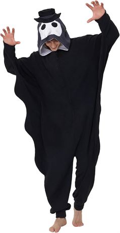 Dodheah Plague Doctor Onesie Costume - Black Steampunk Jumpsuit for Halloween