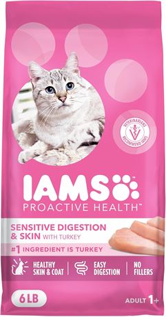 IAMS Proactive Health Cat Food for Sensitive Digestion & Skin, Turkey, 6 lb
