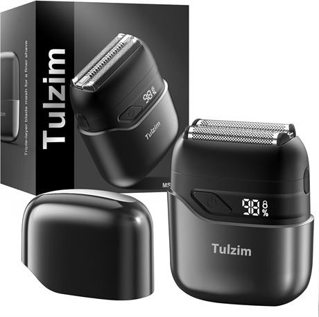 Rasoir électrique homme Tulzim, 3 lames flottantes, USB-C, IPX7, LED