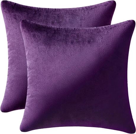 MIULEE Velvet Throw Pillow Covers Set of 2 18x18 Purple