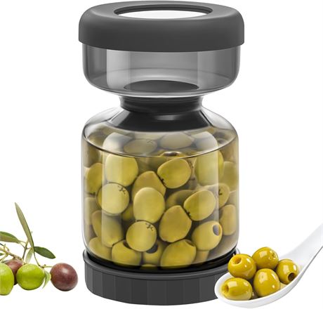 WhiteRhino Pickle Jar with Strainer Flip, 34oz Glass Jar for Pickles