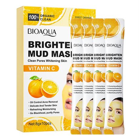 Masque à l’argile vitamine C, nettoyage profond, 10x8g