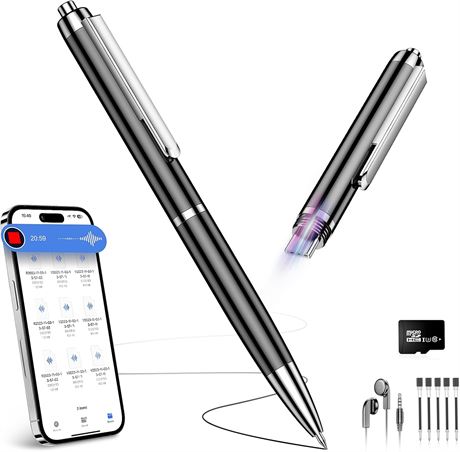 72GB Digital Voice Recorder with USB-C, Voice-Activated, One-Touch Start