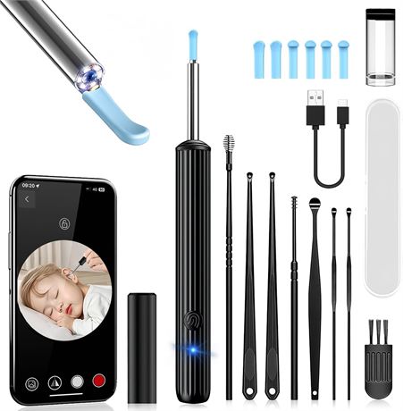 Kit de nettoyage des oreilles avec caméra, 7 pièces, 5 MP