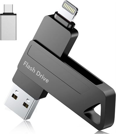 Apple MFi 3-in-1 USB Flash Drive for iPhone iPad Android PC High-Speed Black