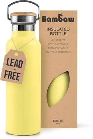 Bambaw 32oz Insulated Stainless Water Bottle Yellow Beam