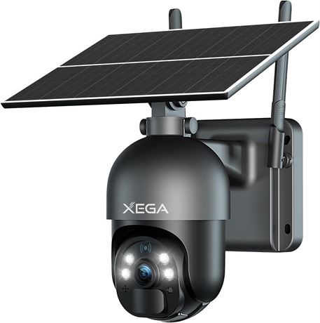 Xega 4G LTE Solar Security Camera No Wi-Fi 2K HD PTZ PIR Motion Detection IP66