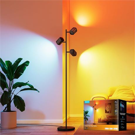 Govee Tree Floor Lamp Matter, 3 Rotatable Lights, 64 Scenes, Music Sync