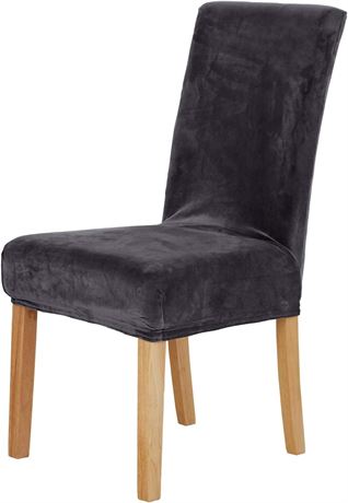 Housses chaise velours extensible Deconovo gris lot de 2