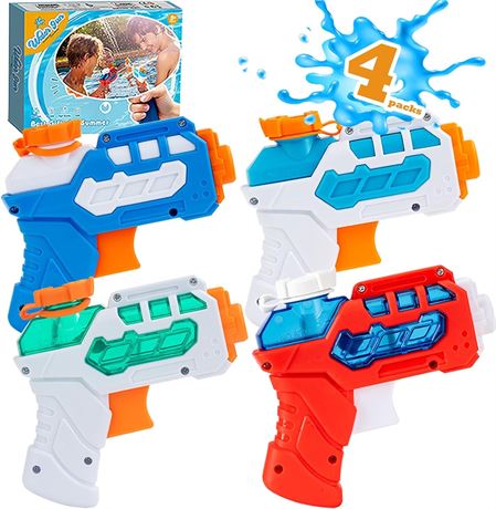 4 Pack Water Guns for Kids, Mini Water Pistols for Pool Beach Outdoor Fun