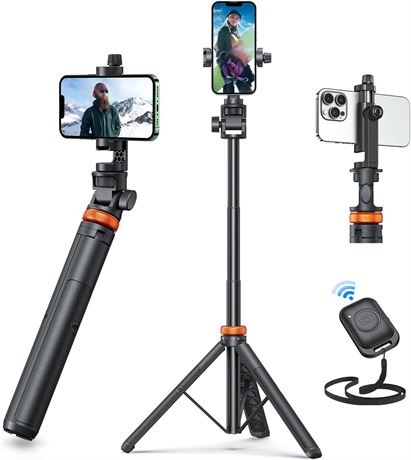 EUCOS 62" Phone Tripod for iPhone/Android with Remote, Extendable Stand