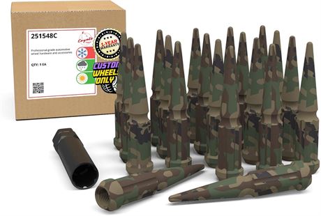 20pcs M14x1.5 Spike Lug Nuts 4.40" Black Fits Chevy GMC RAM