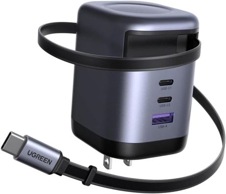 Chargeur UGREEN 100W USB-C Rétractable 3 Ports GaN