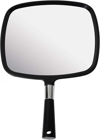 Grand Miroir Main Noir Portable Coiffure Salon Barbier 23x33cm