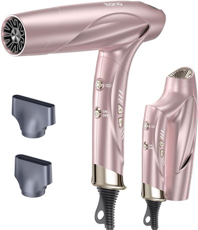 Llano 1400W Ionic Hair Dryer Brushless Motor Travel Foldable 120V Pink