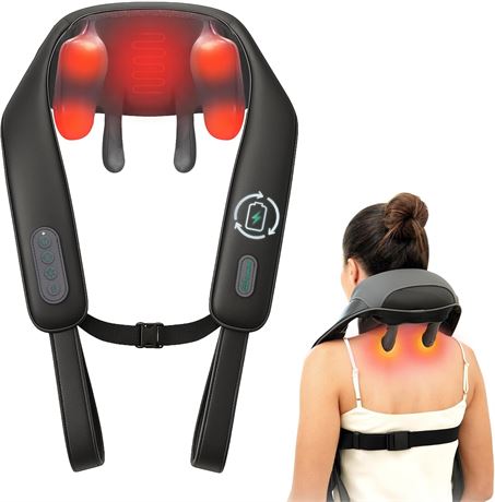 Snailax Cordless Neck Massager with Heat, 4D Kneading Shiatsu for Shoulders