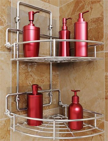 Étagère Douche Vdomus 2 Niveaux Chrome Sans Perçage Organisateur Salle Bain