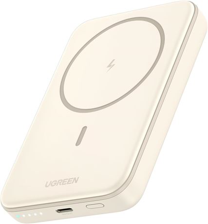 UGREEN Batterie 10000mAh Magnétique 20W USB-C, Chargeur Sans Fil Blanc