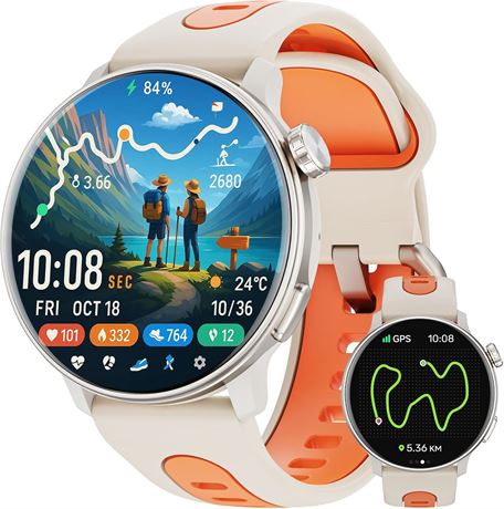 Montre connectée GPS AMOLED 1,43", 100+ sports, appels, 3ATM