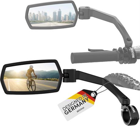 WITTKOP Bike Mirror 360° Adjustable, HD Shatterproof Handlebar Rearview Mirror