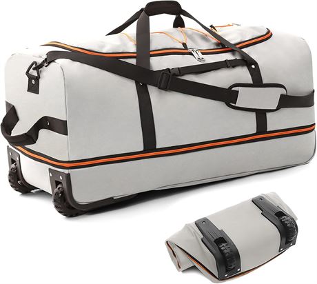 Bagenerous 32" Soft Sided Foldable Duffel Bag, 110-140L Expandable, Grey