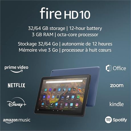 Tablette Amazon Fire HD 10” 32Go Écran 1080p HD Noire
