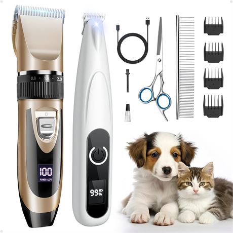 Kit de Toilettage Chiens PAPMINI 2-en-1 Silencieux Rechargeable
