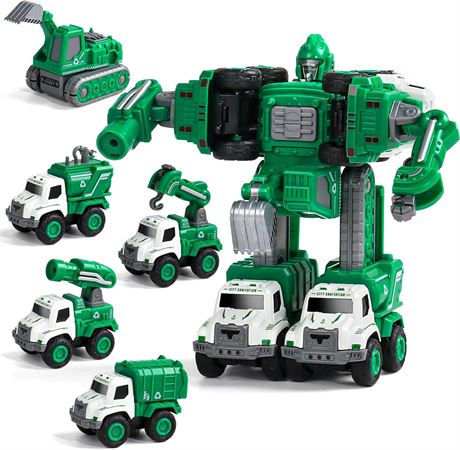 Fajiabao Transforming Robot Toys 5-in-1 Action Figures Set, STEM Car for 4-6