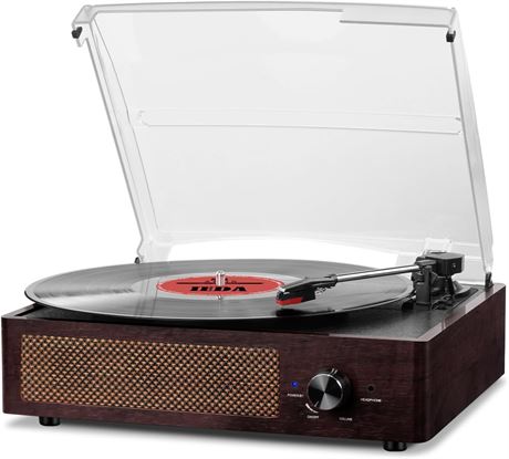 Retro Bluetooth Record Player – 3-Speed, Built-in Speakers
