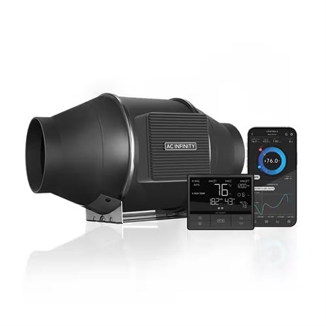 Cloudline T4 Quiet 4in Inline Duct Fan Temperature Humidity Controller