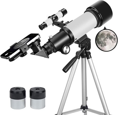 Télescope 70 mm débutant portable avec trépied et adaptateur téléphone